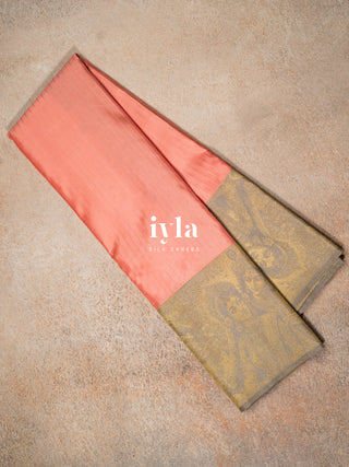 The Vrindhavan Leela Kanjeevaram in Salmon Pink