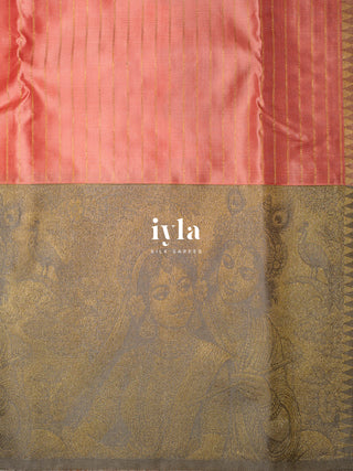 The Vrindhavan Leela Kanjeevaram in Salmon Pink