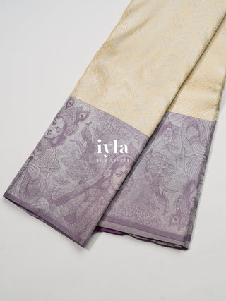 The Vrindavan Leela Kanjeevaram in Pastel Yellow