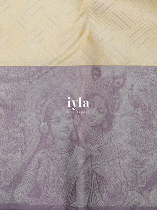 The Vrindavan Leela Kanjeevaram in Pastel Yellow