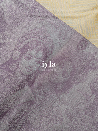 The Vrindavan Leela Kanjeevaram in Pastel Yellow