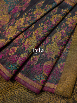 The Whimsical Peacock Dream Kanjeevaram in Retro Gold