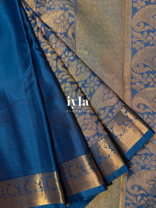 The Wanderlust Story Kanjeevaram in Midnight Blue