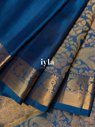 The Wanderlust Story Kanjeevaram in Midnight Blue