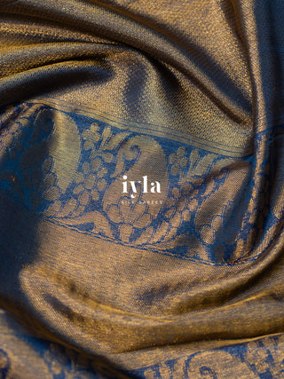 The Wanderlust Story Kanjeevaram in Midnight Blue