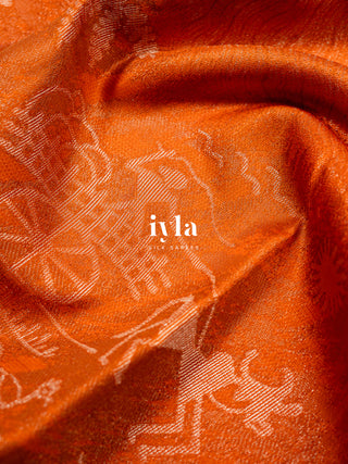 The Farmland Celebration Kanjeevaram in Vibrant Orange