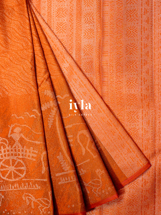 The Farmland Celebration Kanjeevaram in Vibrant Orange