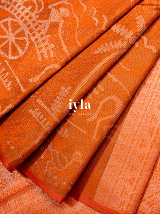 The Farmland Celebration Kanjeevaram in Vibrant Orange