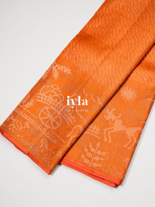 The Farmland Celebration Kanjeevaram in Vibrant Orange