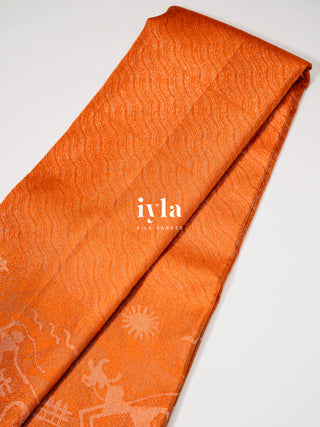 The Farmland Celebration Kanjeevaram in Vibrant Orange