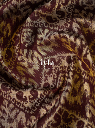 The Walnut Brown Ikkat weave Kanjeevaram