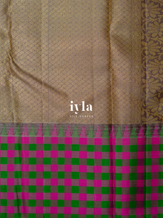 The Walnut Brown Ikkat weave Kanjeevaram
