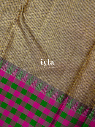 The Walnut Brown Ikkat weave Kanjeevaram
