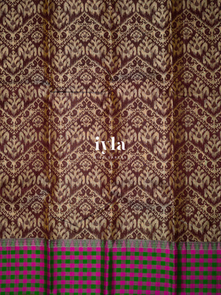 The Walnut Brown Ikkat weave Kanjeevaram