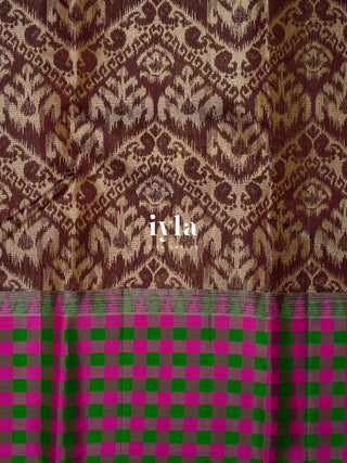 The Walnut Brown Ikkat weave Kanjeevaram