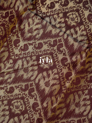 The Walnut Brown Ikkat weave Kanjeevaram