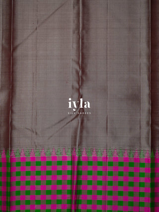 The Walnut Brown Ikkat weave Kanjeevaram