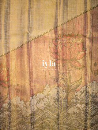 The Ascending Lotus Blooms on the Tide Silk Saree