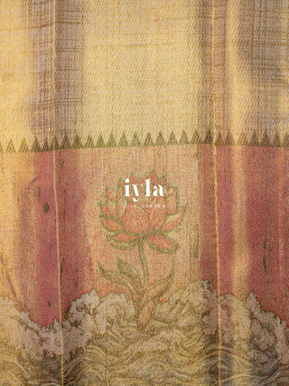The Ascending Lotus Blooms on the Tide Silk Saree