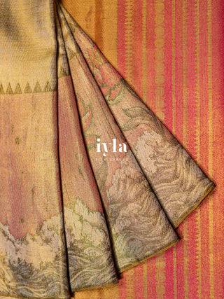 The Ascending Lotus Blooms on the Tide Silk Saree