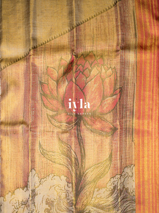 The Ascending Lotus Blooms on the Tide Silk Saree