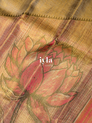 The Ascending Lotus Blooms on the Tide Silk Saree