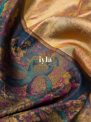The Whimsical Peacock Dream Kanjeevaram in Vanilla Cream | Pre-Order