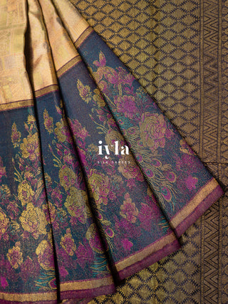 The Whimsical Peacock Dream Kanjeevaram in Vanilla Cream | Pre-Order
