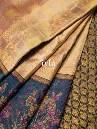 The Whimsical Peacock Dream Kanjeevaram in Vanilla Cream | Pre-Order
