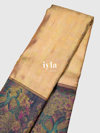 The Whimsical Peacock Dream Kanjeevaram in Vanilla Cream | Pre-Order