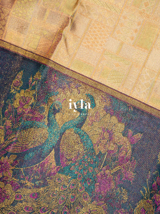 The Whimsical Peacock Dream Kanjeevaram in Vanilla Cream | Pre-Order