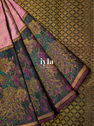 The Whimsical Peacock Dream Kanjeevaram in Pink