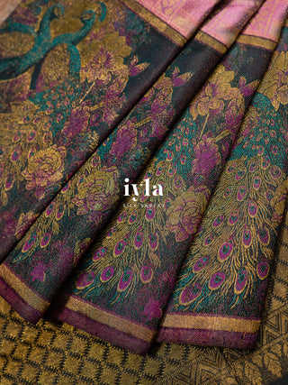 The Whimsical Peacock Dream Kanjeevaram in Pink