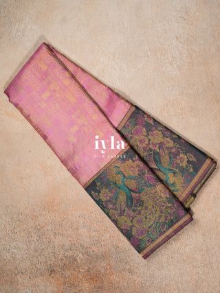The Whimsical Peacock Dream Kanjeevaram in Pink