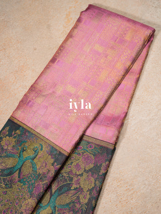 The Whimsical Peacock Dream Kanjeevaram in Pink