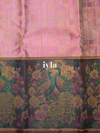 The Whimsical Peacock Dream Kanjeevaram in Pink