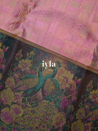 The Whimsical Peacock Dream Kanjeevaram in Pink