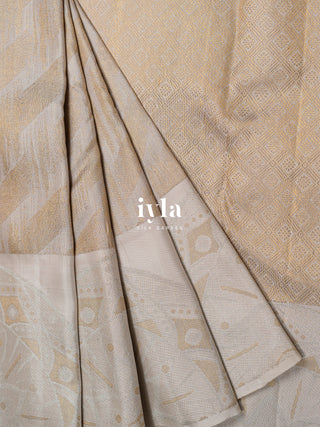 The Moonlit White Paint strokes Kanjeevaram