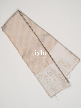 The Moonlit White Paint strokes Kanjeevaram