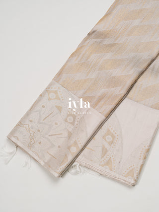 The Moonlit White Paint strokes Kanjeevaram