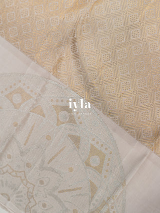 The Moonlit White Paint strokes Kanjeevaram