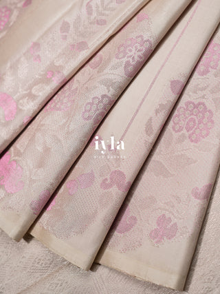The Pearl White Bloom Affair Kanjeevaram