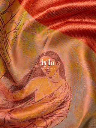 The Anthology of Ravi Varma Painting in Peachy Orange