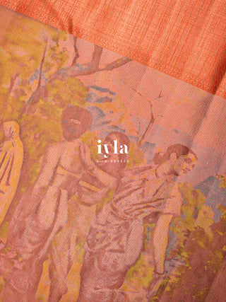The Anthology of Ravi Varma Painting in Peachy Orange