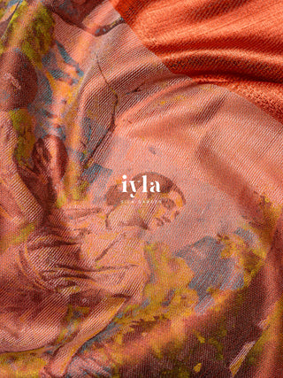 The Anthology of Ravi Varma Painting in Peachy Orange