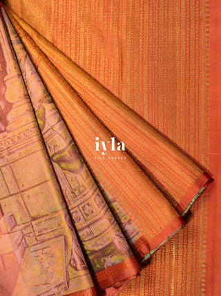 The Anthology of Ravi Varma Painting in Peachy Orange
