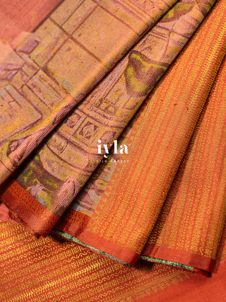 The Anthology of Ravi Varma Painting in Peachy Orange