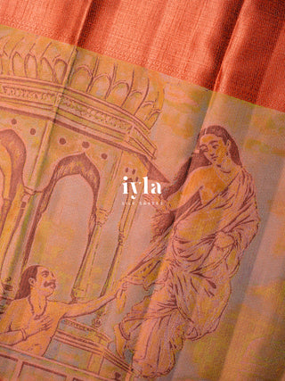 The Anthology of Ravi Varma Painting in Peachy Orange