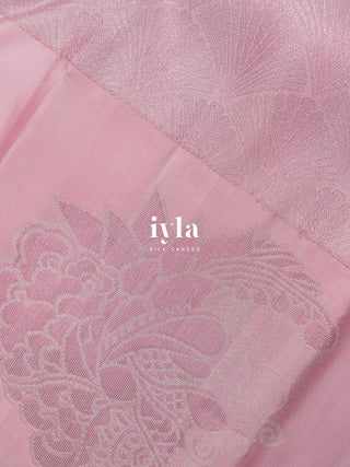 The Art Deco Ocean Weave Kanjeevaram in Baby Pink