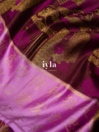 The Art of Japan Silk Saree in Boysenberry